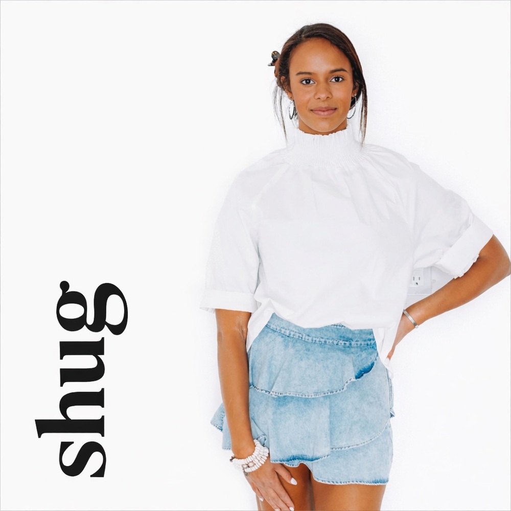 Light Wash Denim Ruffle Skirt